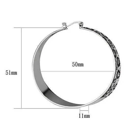 LO2719 - Rhodium Iron Earrings with No Stone - Alamode - Flyclothing LLC