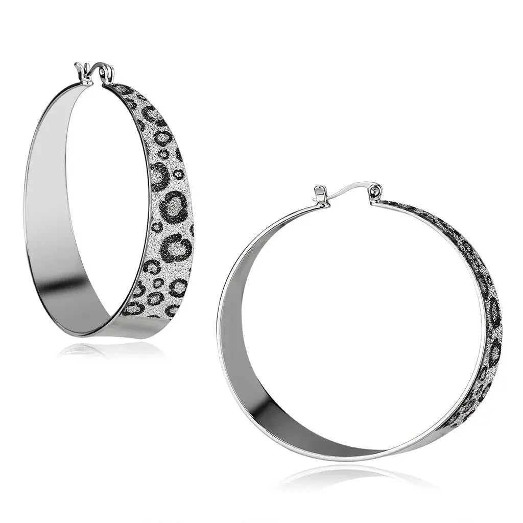LO2719 - Rhodium Iron Earrings with No Stone - Alamode - Flyclothing LLC