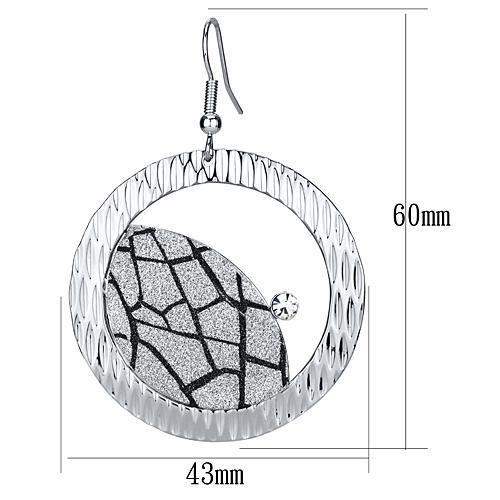 LO2725 - Rhodium Iron Earrings with Top Grade Crystal in Clear - Alamode - Flyclothing LLC