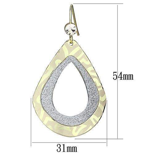 LO2729 - Gold Iron Earrings with Top Grade Crystal in Clear - Alamode - Flyclothing LLC