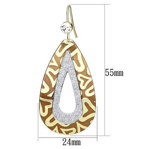 LO2732 - Gold Iron Earrings with Top Grade Crystal in Clear - Alamode - Flyclothing LLC