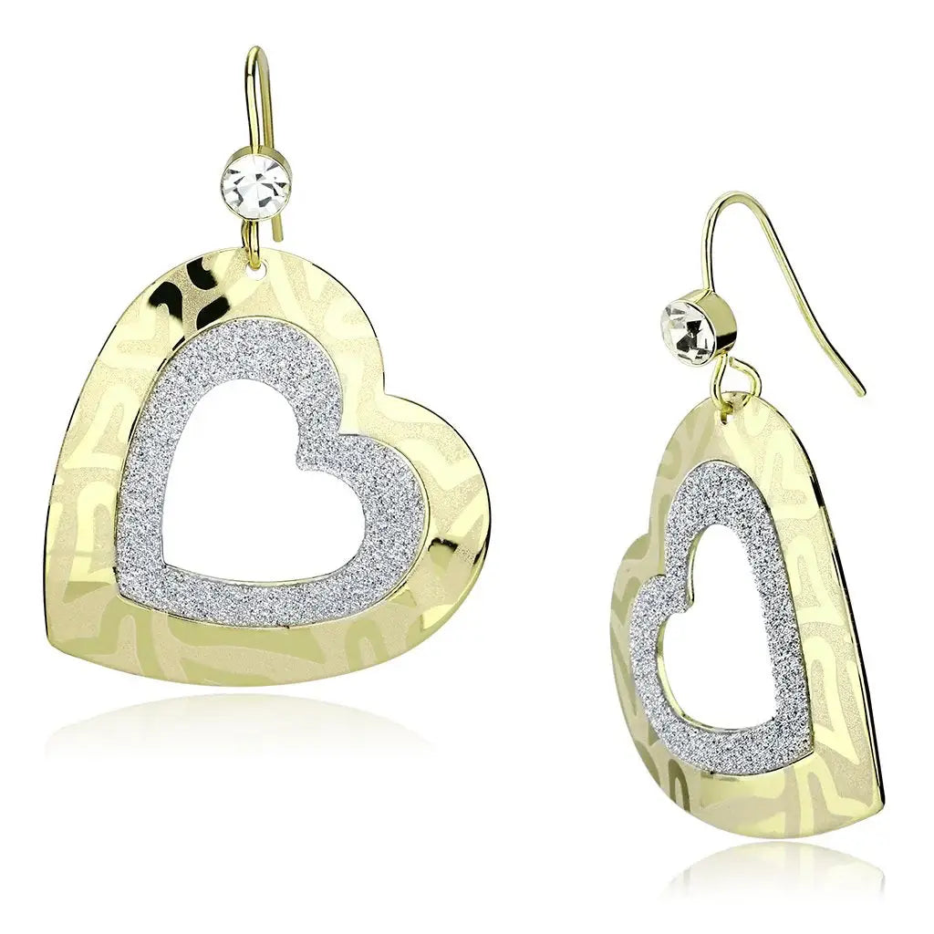 LO2733 - Gold Iron Earrings with Top Grade Crystal in Clear - Alamode - Flyclothing LLC