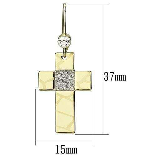 LO2734 - Gold Iron Earrings with Top Grade Crystal in Clear - Alamode - Flyclothing LLC