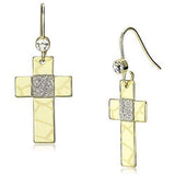 LO2734 - Gold Iron Earrings with Top Grade Crystal in Clear - Alamode - Flyclothing LLC
