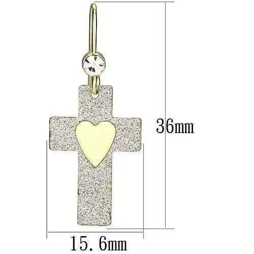LO2735 - Gold Iron Earrings with Top Grade Crystal in Clear - Alamode - Flyclothing LLC