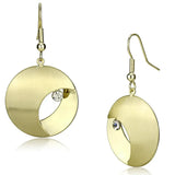 LO2738 - Matte Gold & Gold Iron Earrings with Top Grade Crystal in Clear - Alamode - Flyclothing LLC