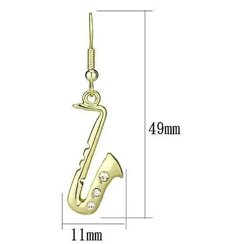 LO2741 - Gold Iron Earrings with Top Grade Crystal in Clear - Alamode - Flyclothing LLC