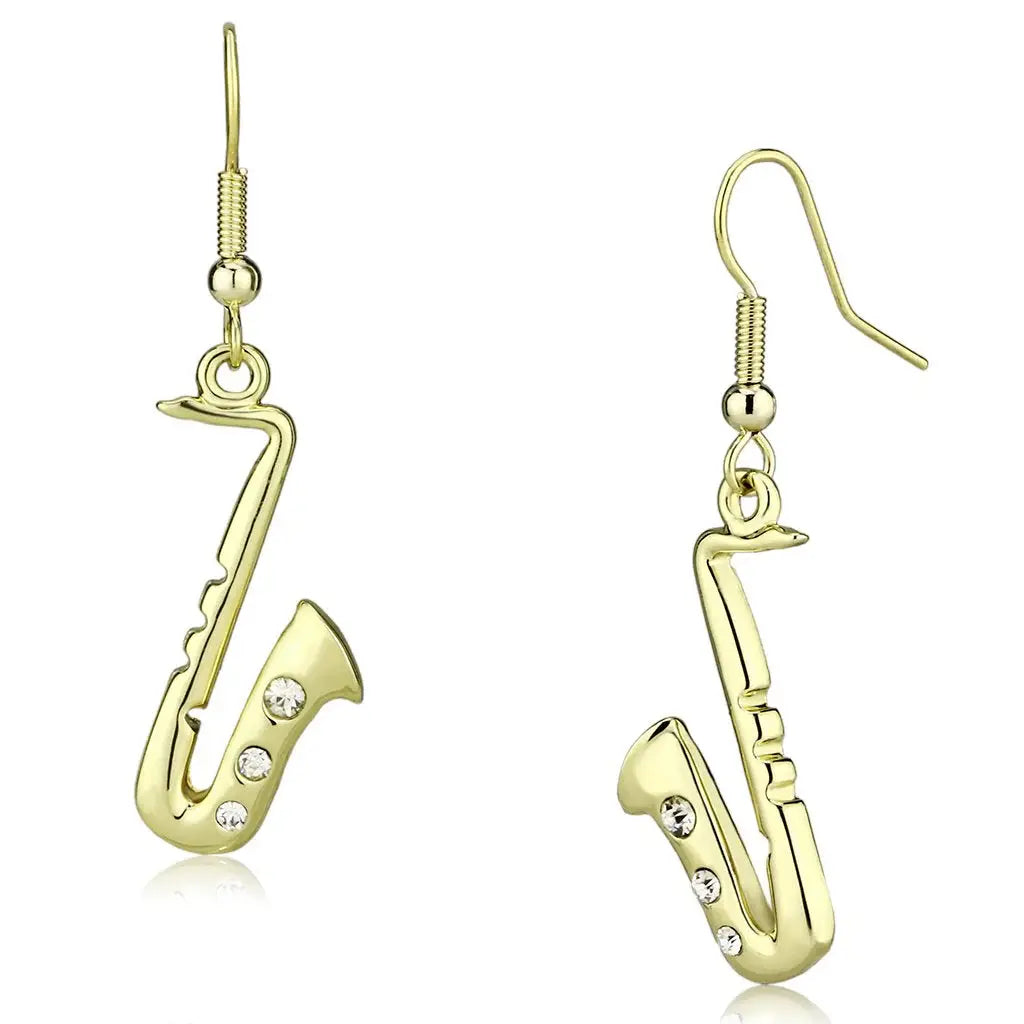 LO2741 - Gold Iron Earrings with Top Grade Crystal in Clear - Alamode - Flyclothing LLC