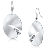 LO2743 - Matte Rhodium & Rhodium Iron Earrings with Top Grade Crystal  in Clear - Alamode