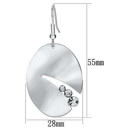 LO2743 - Matte Rhodium & Rhodium Iron Earrings with Top Grade Crystal in Clear - Alamode - Flyclothing LLC