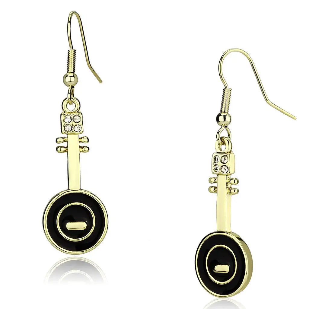 LO2746 - Gold Iron Earrings with Top Grade Crystal in Clear - Alamode - Flyclothing LLC