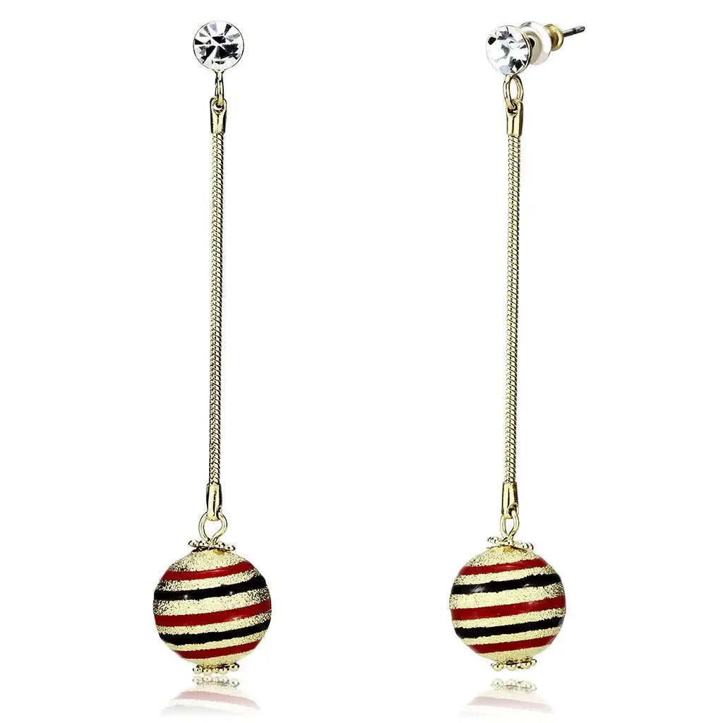 LO2748 - Gold Iron Earrings with Top Grade Crystal in Clear - Alamode - Flyclothing LLC