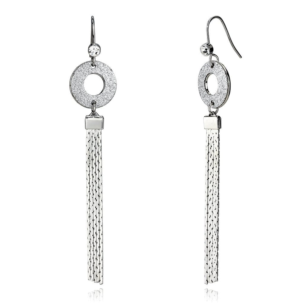 LO2749 - Rhodium Iron Earrings with Top Grade Crystal  in Clear - Alamode