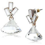 LO2751 - Rose Gold Iron Earrings with Top Grade Crystal  in Clear - Alamode
