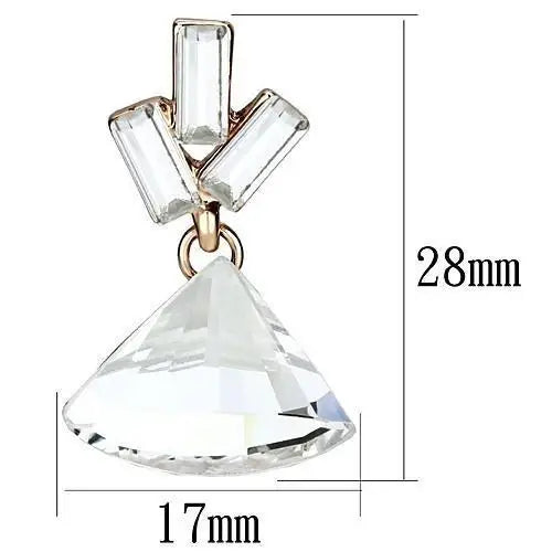 LO2751 - Rose Gold Iron Earrings with Top Grade Crystal in Clear - Alamode - Flyclothing LLC