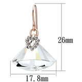 LO2755 - Rose Gold Iron Earrings with Top Grade Crystal in Clear - Alamode - Flyclothing LLC