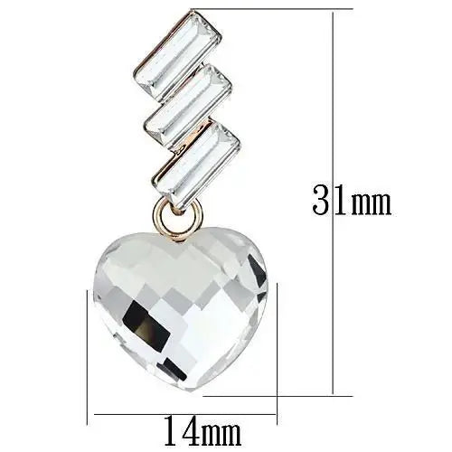 LO2756 - Rose Gold Iron Earrings with Top Grade Crystal in Clear - Alamode - Flyclothing LLC
