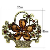 LO2760 - Antique Copper White Metal Brooches with Synthetic Acrylic in Smoked Quartz - Alamode - Flyclothing LLC