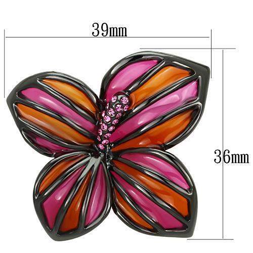 LO2766 - Ruthenium White Metal Brooches with Top Grade Crystal in Rose - Alamode - Flyclothing LLC