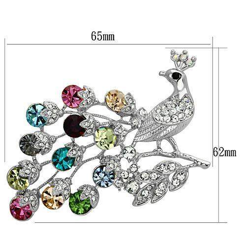 LO2769 - Imitation Rhodium White Metal Brooches with Top Grade Crystal in Multi Color - Alamode - Flyclothing LLC