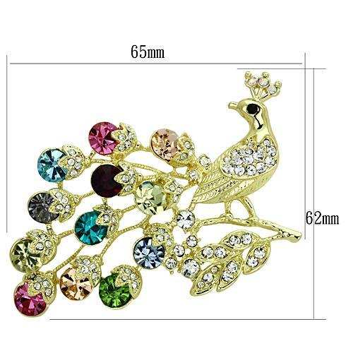 LO2770 - Flash Gold White Metal Brooches with Top Grade Crystal in Multi Color - Alamode - Flyclothing LLC