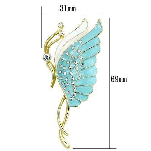 LO2771 - Flash Gold White Metal Brooches with Top Grade Crystal in Clear - Alamode - Flyclothing LLC