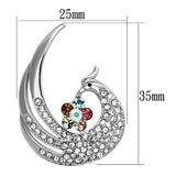LO2773 - Imitation Rhodium White Metal Brooches with Top Grade Crystal  in Multi Color