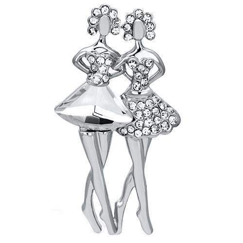 LO2775 - Imitation Rhodium White Metal Brooches with Synthetic Synthetic Glass in Clear - Alamode - Flyclothing LLC