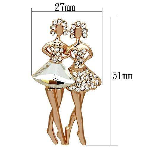 LO2776 - Flash Rose Gold White Metal Brooches with Synthetic Synthetic Glass in Clear - Alamode - Flyclothing LLC