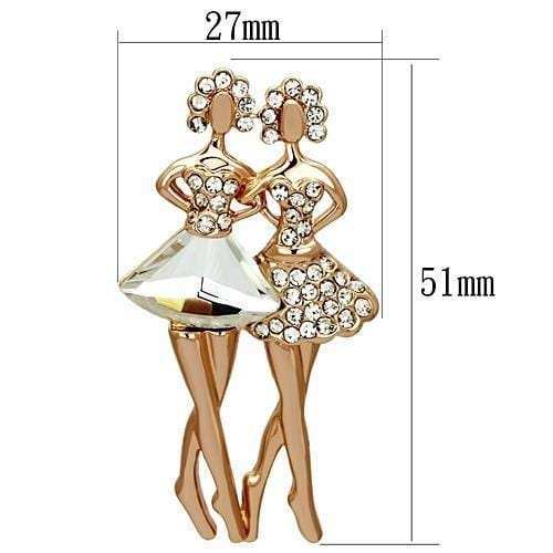 LO2776 - Flash Rose Gold White Metal Brooches with Synthetic Synthetic Glass in Clear - Alamode - Flyclothing LLC