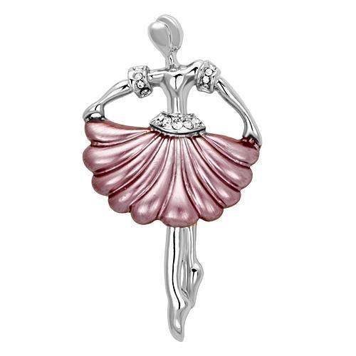 LO2779 - Imitation Rhodium White Metal Brooches with Top Grade Crystal in Clear - Alamode - Flyclothing LLC