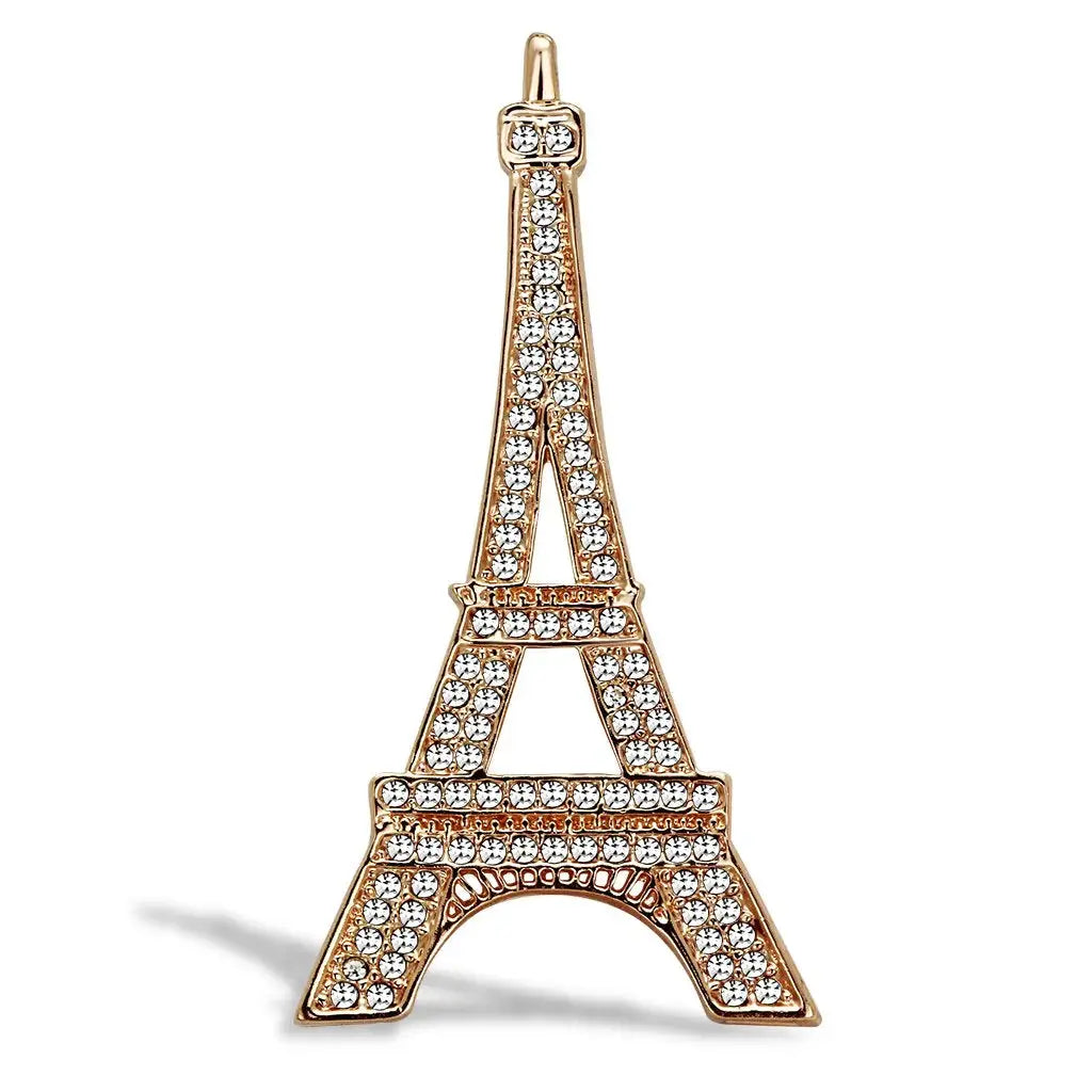 LO2785 - Flash Rose Gold White Metal Brooches with Top Grade Crystal in Clear - Alamode - Flyclothing LLC