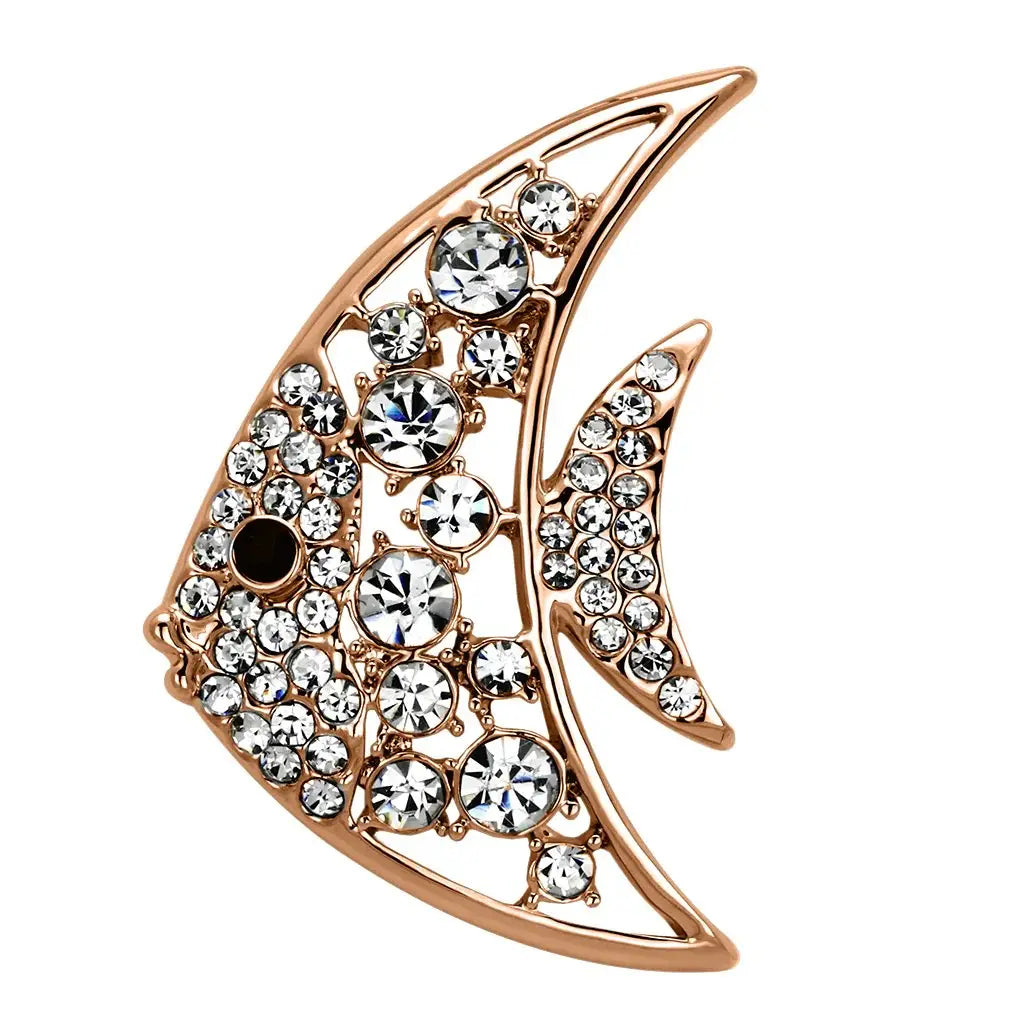 LO2786 - Imitation Rhodium White Metal Brooches with Top Grade Crystal in Clear - Alamode - Flyclothing LLC