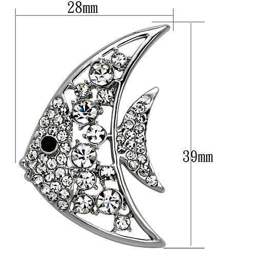 LO2786 - Imitation Rhodium White Metal Brooches with Top Grade Crystal in Clear - Alamode - Flyclothing LLC