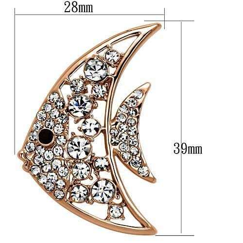 LO2787 - Flash Rose Gold White Metal Brooches with Top Grade Crystal in Clear - Alamode - Flyclothing LLC