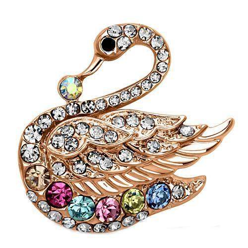 LO2789 - Flash Rose Gold White Metal Brooches with Top Grade Crystal in Multi Color - Alamode - Flyclothing LLC