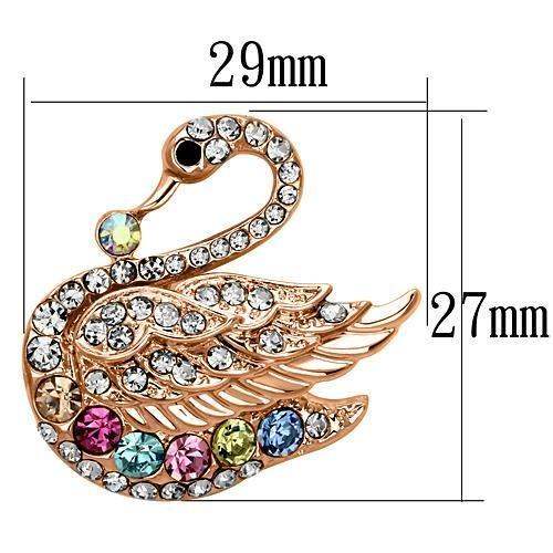 LO2789 - Flash Rose Gold White Metal Brooches with Top Grade Crystal in Multi Color - Alamode - Flyclothing LLC