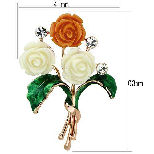 LO2790 - Flash Rose Gold White Metal Brooches with Synthetic Synthetic Stone in Multi Color - Alamode - Flyclothing LLC