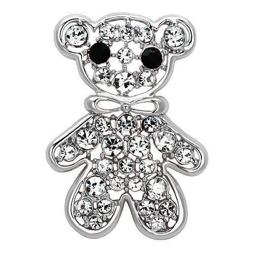 LO2791 - Imitation Rhodium White Metal Brooches with Top Grade Crystal in Clear - Alamode - Flyclothing LLC