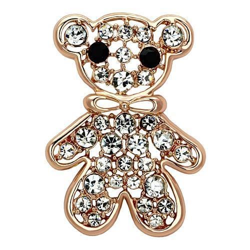 LO2792 - Flash Rose Gold White Metal Brooches with Top Grade Crystal  in Clear - Alamode