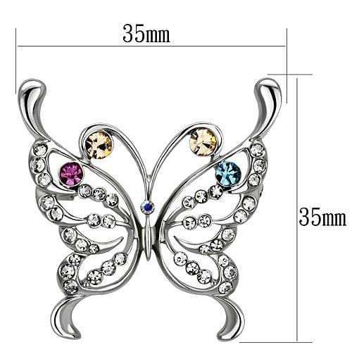 LO2793 - Imitation Rhodium White Metal Brooches with Top Grade Crystal in Multi Color - Alamode - Flyclothing LLC
