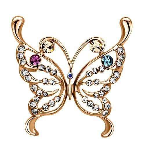 LO2794 - Flash Rose Gold White Metal Brooches with Top Grade Crystal  in Multi Color - Alamode
