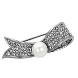 LO2799 - Imitation Rhodium White Metal Brooches with Synthetic Pearl in White - Alamode