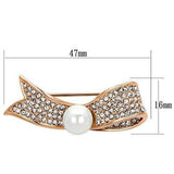 LO2800 - Flash Rose Gold White Metal Brooches with Synthetic Pearl in White - Alamode - Flyclothing LLC