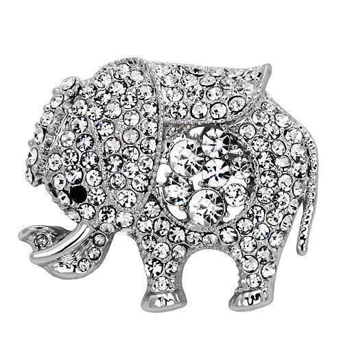 LO2803 - Imitation Rhodium White Metal Brooches with Top Grade Crystal in Clear - Alamode - Flyclothing LLC