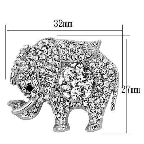 LO2803 - Imitation Rhodium White Metal Brooches with Top Grade Crystal in Clear - Alamode - Flyclothing LLC