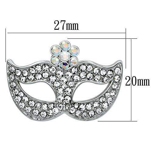 LO2807 - Imitation Rhodium White Metal Brooches with Top Grade Crystal in Aurora Borealis (Rainbow Effect) - Alamode - Flyclothing LLC