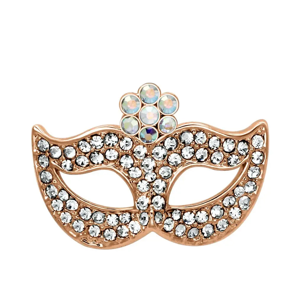 LO2807 - Imitation Rhodium White Metal Brooches with Top Grade Crystal in Aurora Borealis (Rainbow Effect) - Alamode - Flyclothing LLC