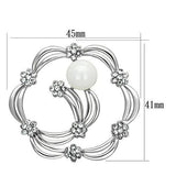LO2809 - Imitation Rhodium White Metal Brooches with Synthetic Pearl in White - Alamode