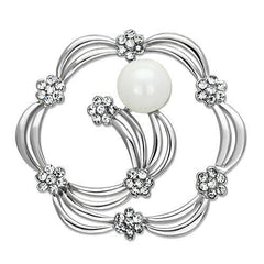 LO2809 - Imitation Rhodium White Metal Brooches with Synthetic Pearl in White